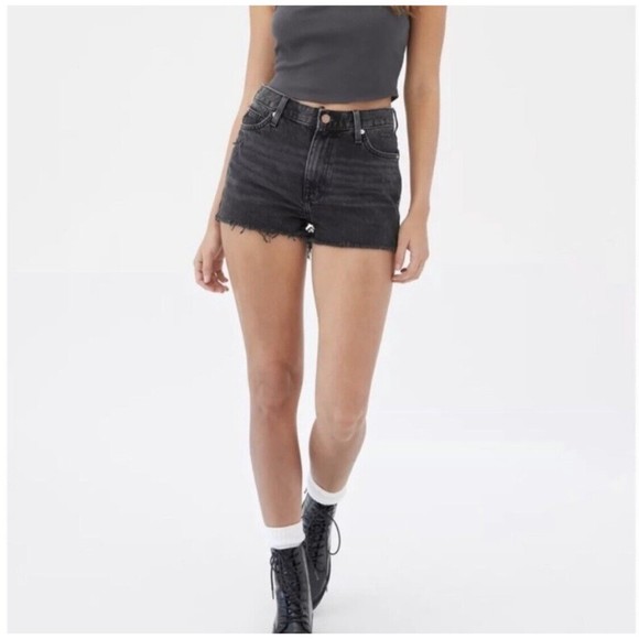 Urban Outfitters BDG 32 Washed Black Cut Off High Rise Denim Shorts Cotton - Picture 1 of 7